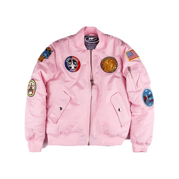 Up and Away - Adult MA-1 Flight Jacket (Pink 6-Patch), Front