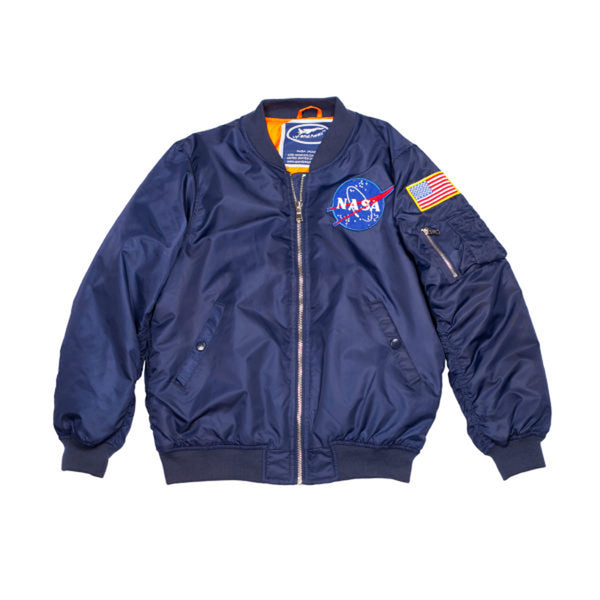 Up and Away - Adult NASA Flight Jacket (Navy 2-Patch), Front