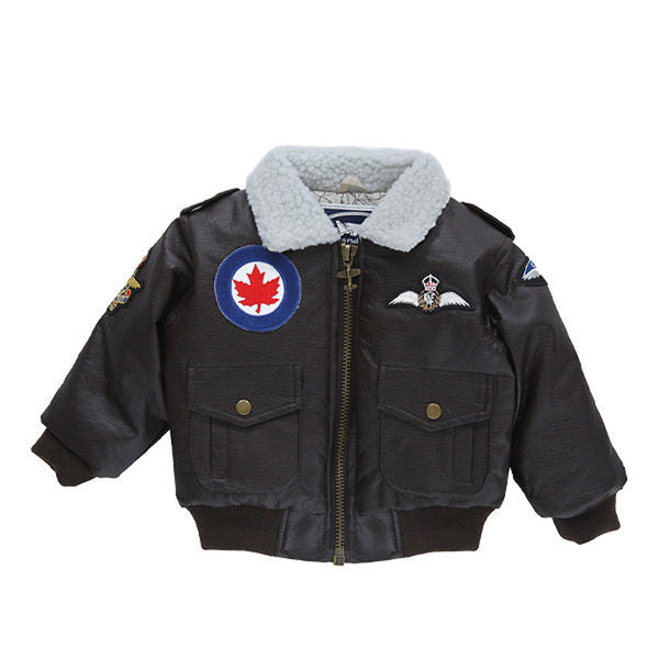Up and Away - Toddler RCAF Bomber Jacket (Brown 5-Patch/Embroidery), Front