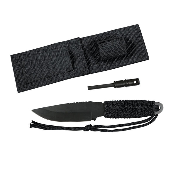 Paracord Knife With Fire Starter - Black