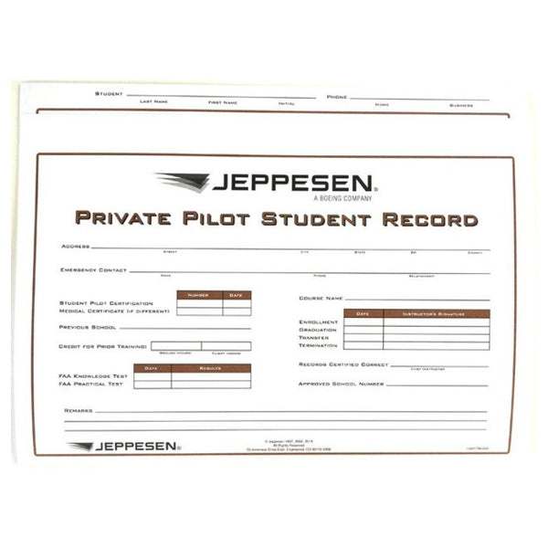 Jeppesen - Private Pilot Record Folder | 10001796 |JS436501