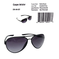Cooper Aviator Sunglasses Matte Black with Gradient Gray lenses - stylish and protective eyewear for pilots