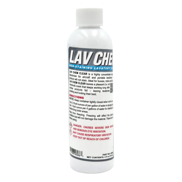 Lav Chem Aviation Lavatory Deodorant Clear 4 fl. oz front view - effective odor control for aircraft lavatories