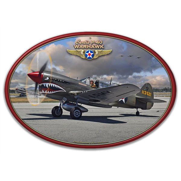 P-40 Warhawk Plasma Cut Oval Sign
