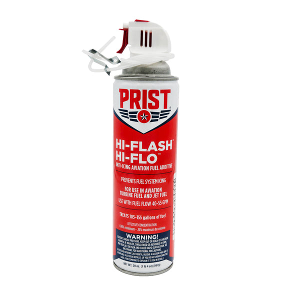 Prist HI-FLASH HI-FLO Aviation Fuel Additive – Front View with Product Label and Branding
