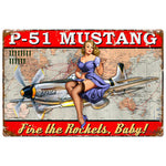 P-51 Mustang Pinup Plasma Cut Sign