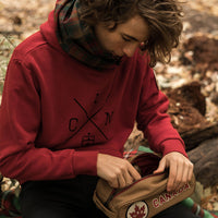 Red Canoe - Merino Wool Tartan Maple Leaf Scarf, Lifestyle Front