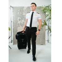 Flight - White "Flight Shirt" Pilot Uniform Shirt With Eyelets, with bag