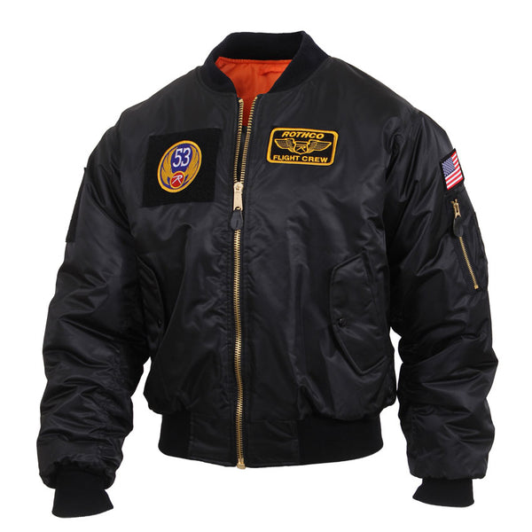 Rothco MA-1 Flight Jacket with Patches Black / Large