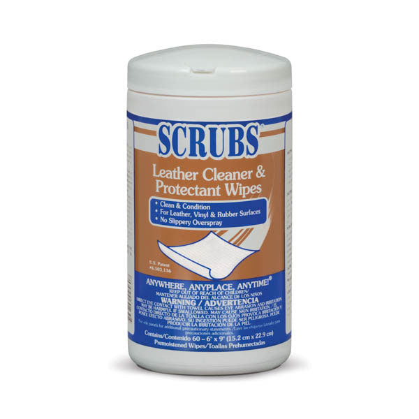 SCRUBS® Leather Cleaner & Protectant Wipes - 60 Wipes | 92560