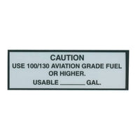 Tom Rubin Ent - 100/130 Aviation Fuel Placard, Sticker