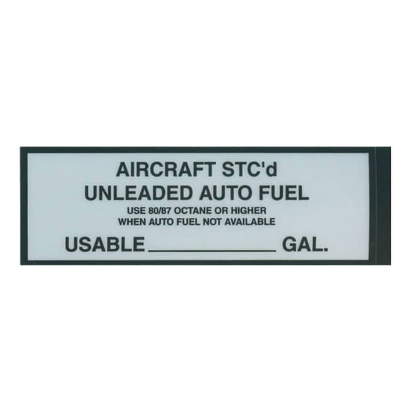 Tom Rubin Ent - Unleaded Auto Fuel Placard, Sticker | A TRE 804