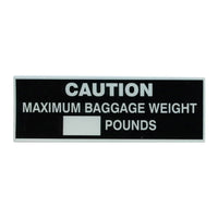 Tom Rubin Ent - Maximum Baggage Weight Placard, Sticker