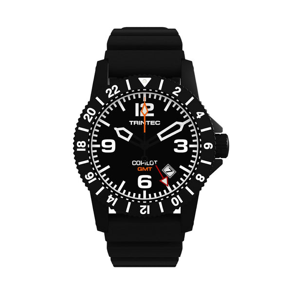 Trintec - CoPilot Quartz Pilot Watch, GMT, Black | CO-GMT-B