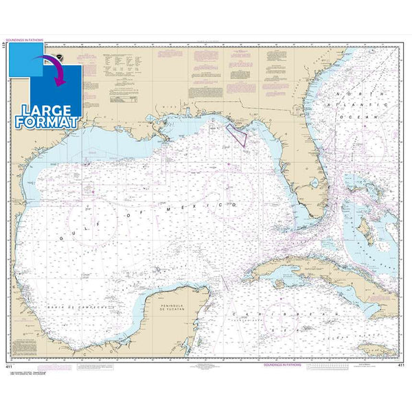 Gulf of Mexico: Large Format NOAA Chart 411