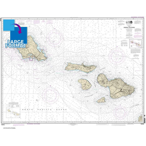Hawai'i to O'ahu: Large Format NOAA Chart 19340