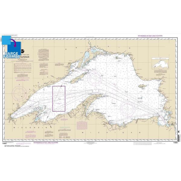 Lake Superior (Mercator Projection) Large Format NOAA Chart 14961