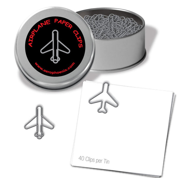 Aero Phoenix - Jet Airplane Paper Clips, Silver | N APX 140-JS
