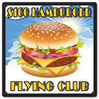 Metal Sign, $100 Hamburger Flying Club