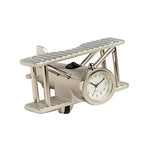 Aero Phoenix - Desk Clock, Biplane, Metal, Silver | NAPX508-SLV