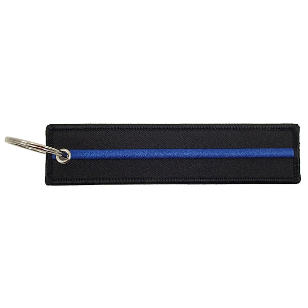 The Thin Blue Line Police Embroidered Keychain