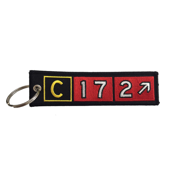 Cessna 172 Embroidered Taxiway Sign Keychain