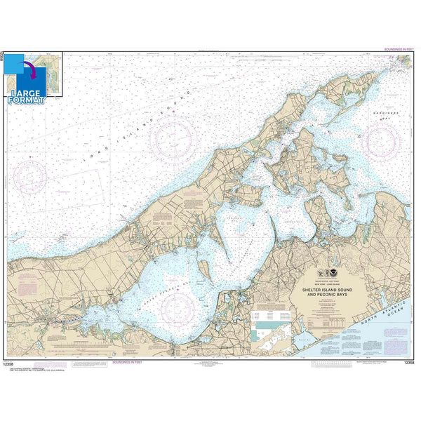 New York Long Island: Shelter Island Sound and Peconic Bays; Mattituck Inlet, Large Format NOAA Chart 12358