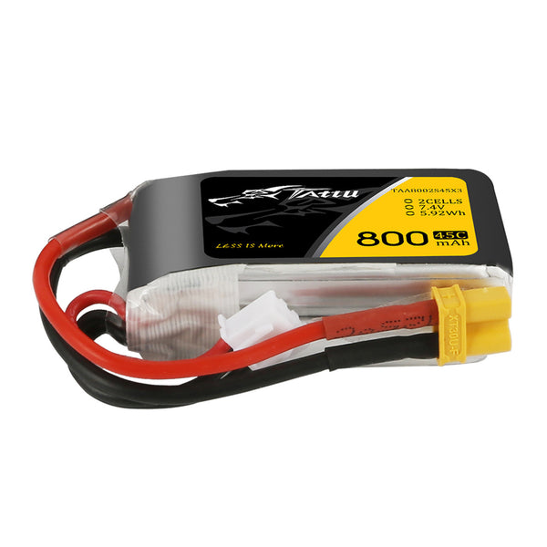 Tattu - 800mAh 7.4V 45C 2S1P Mini Quad FPV Battery with XT30 Plug
