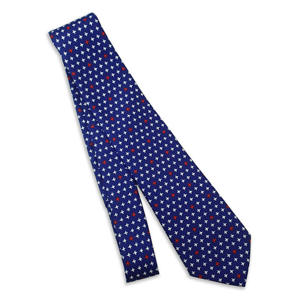 Mini Airplanes - Red And White On Blue Men's Tie