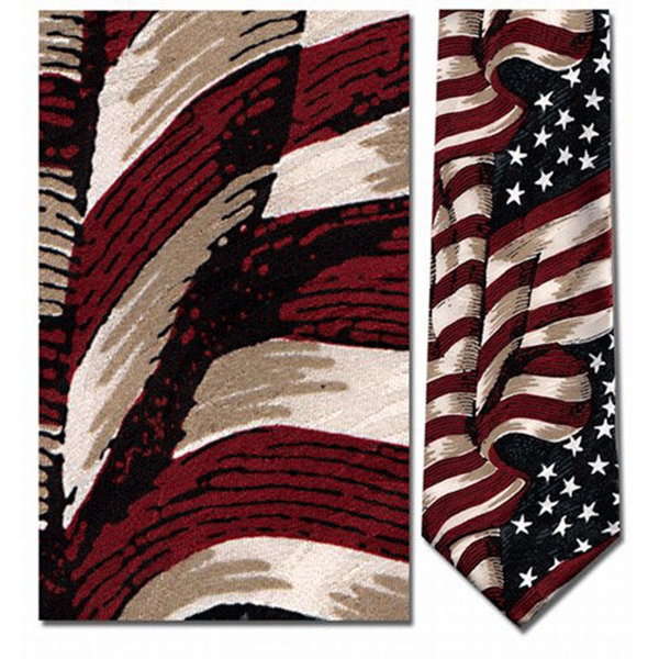 Museum Artifacts - Waving Large, American Flag, Silk Tie
