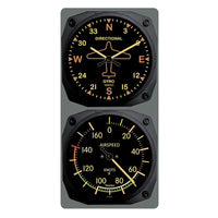 Trintec - Vintage Directional Gyro/Airspeed Clock & Thermometer Set (°F or °C) | 9062V/9061VF