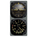 Trintec - Vintage Artificial Horizon /Airspeed Clock & Thermometer Set (°F or °C) | 9063V/9061VF