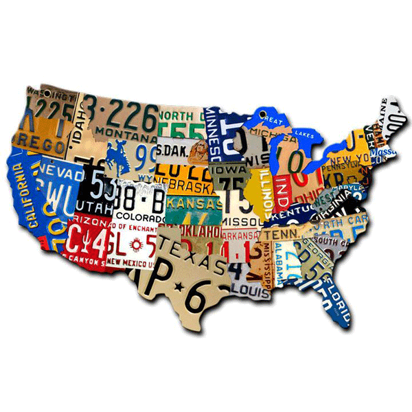 The Vintage Sign Company - 10 x 6 USA License Plate Map | PS370