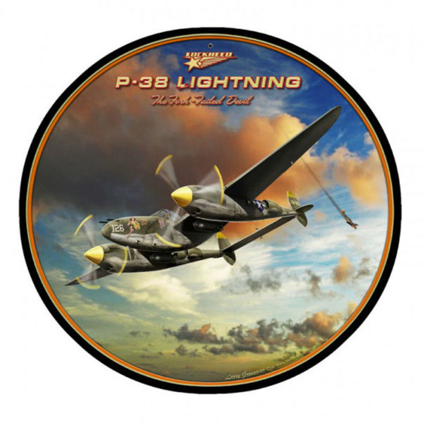 Vintage Signs - P-38 Lightning 28in x 28in | LG191