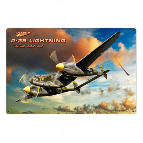Vintage Signs - P-38 Lightning 36in x 24in | LG198
