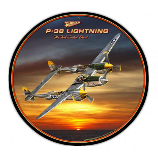 Vintage Signs - P-38 Lightning 14in x 14in | LG199