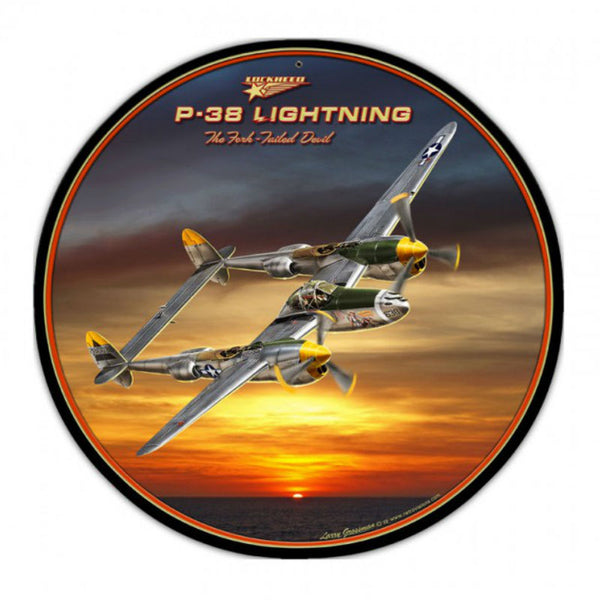 Vintage Signs - P-38 Lightning 28in x 28in | LG200