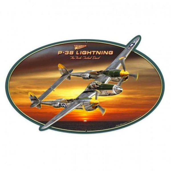Vintage Signs - P-38 Lightning 28in x 18in | LG529