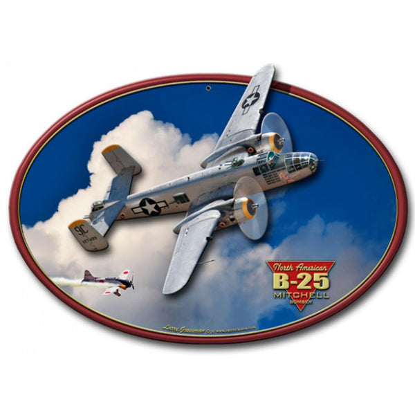 Vintage Signs - 3-D B-25 MITCHEL BOMBER 20in x 12in | LG682