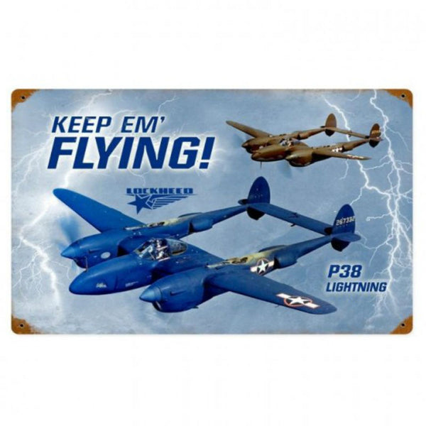 Vintage Signs - P-38 Lightning 12in x 18in | LM001