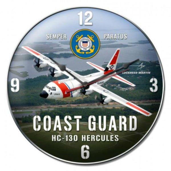 Vintage Signs - Coast Guard C130 Clock 14in x 14in | LM013