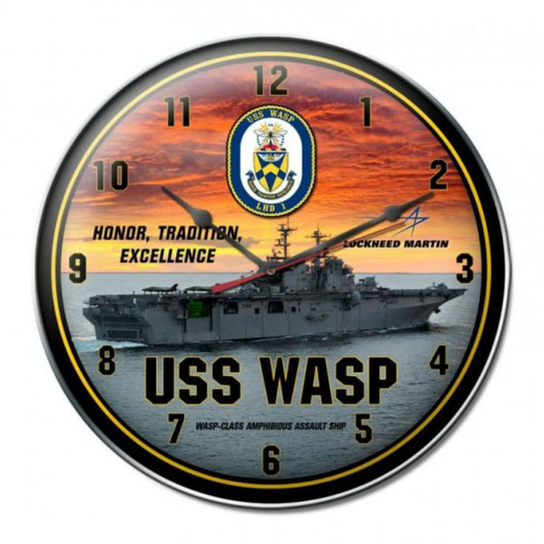 Vintage Signs - USS Wasp Clock 14in x 14in | LM018