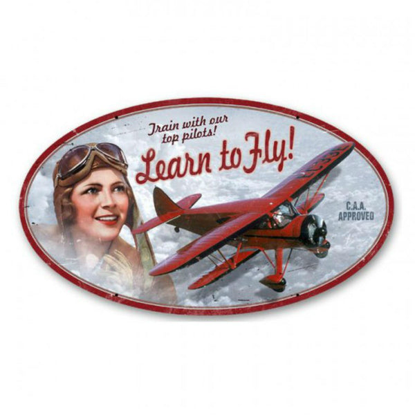 Vintage Signs - Learn To Fly 14in x 24in | OS004