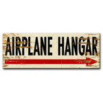 Vintage Signs - Airplane Hangar Image Printed On Wood 22in x 7in | PTSW030