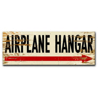 Vintage Signs - Airplane Hangar Image Printed On Wood 22in x 7in | PTSW030