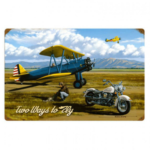 Vintage Signs - Two Ways To Fly 24in x 16in | STK029