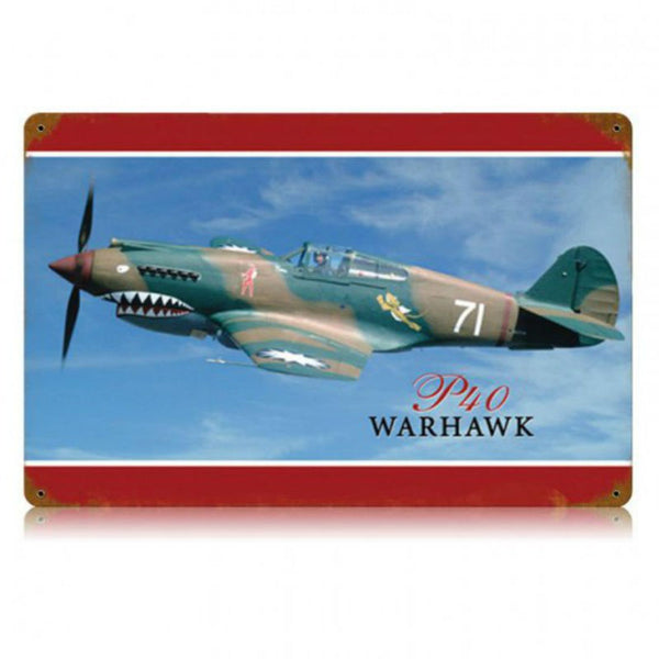 Vintage Signs - P-40 Warhawk 18in x 12in | V169