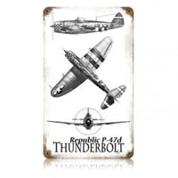 Vintage Signs - P-47 Three View 8in x 14in | V198