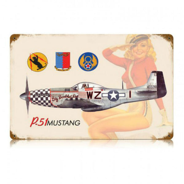 Vintage Signs - P-51 Salute 18in x 12in | V268