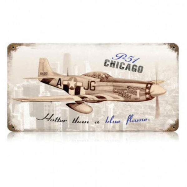 Vintage Signs - P-51 Chicago 14in x 8in | V351